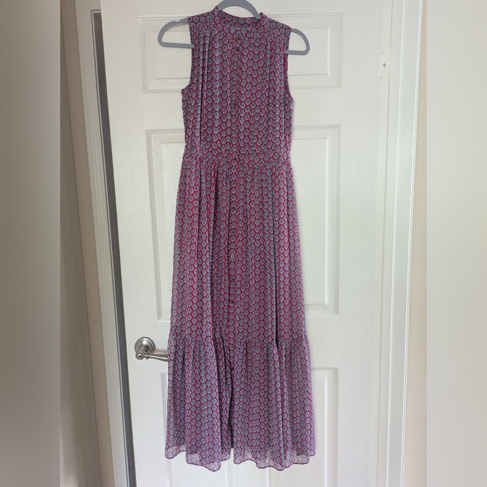 Sleeveless Pink Patterned Maxi Dress